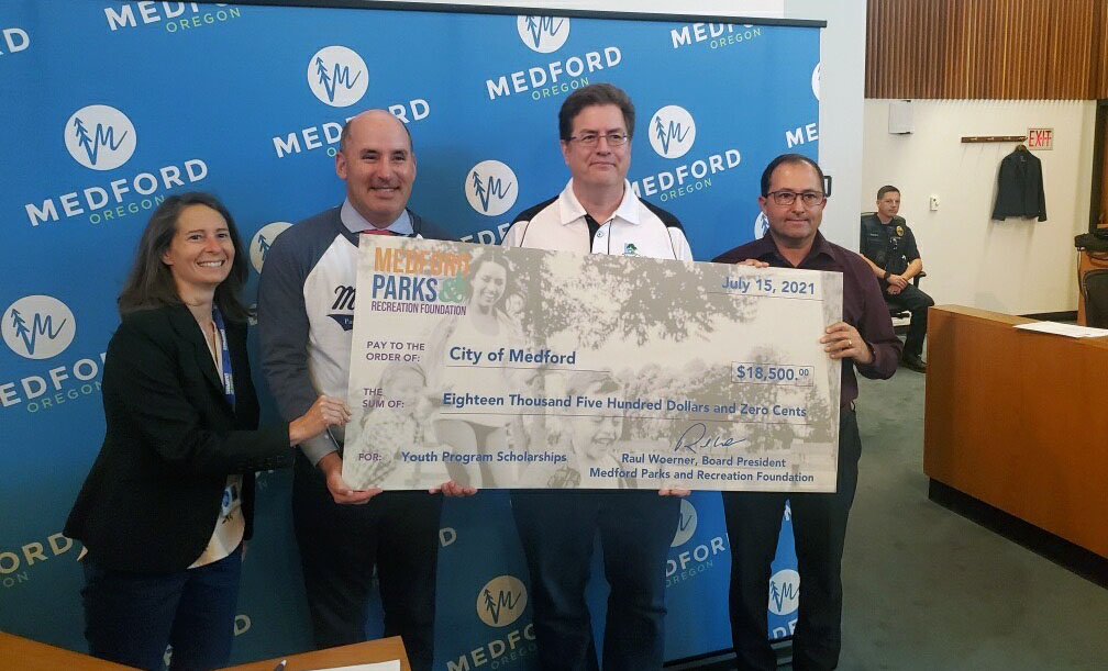 2021 Play Everyday Scholarship Fund Check Presented to City of Medford